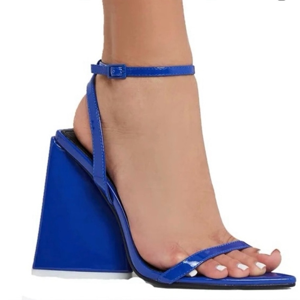 EGO Royal Blue Block Heel Ankle-Strap Sandals